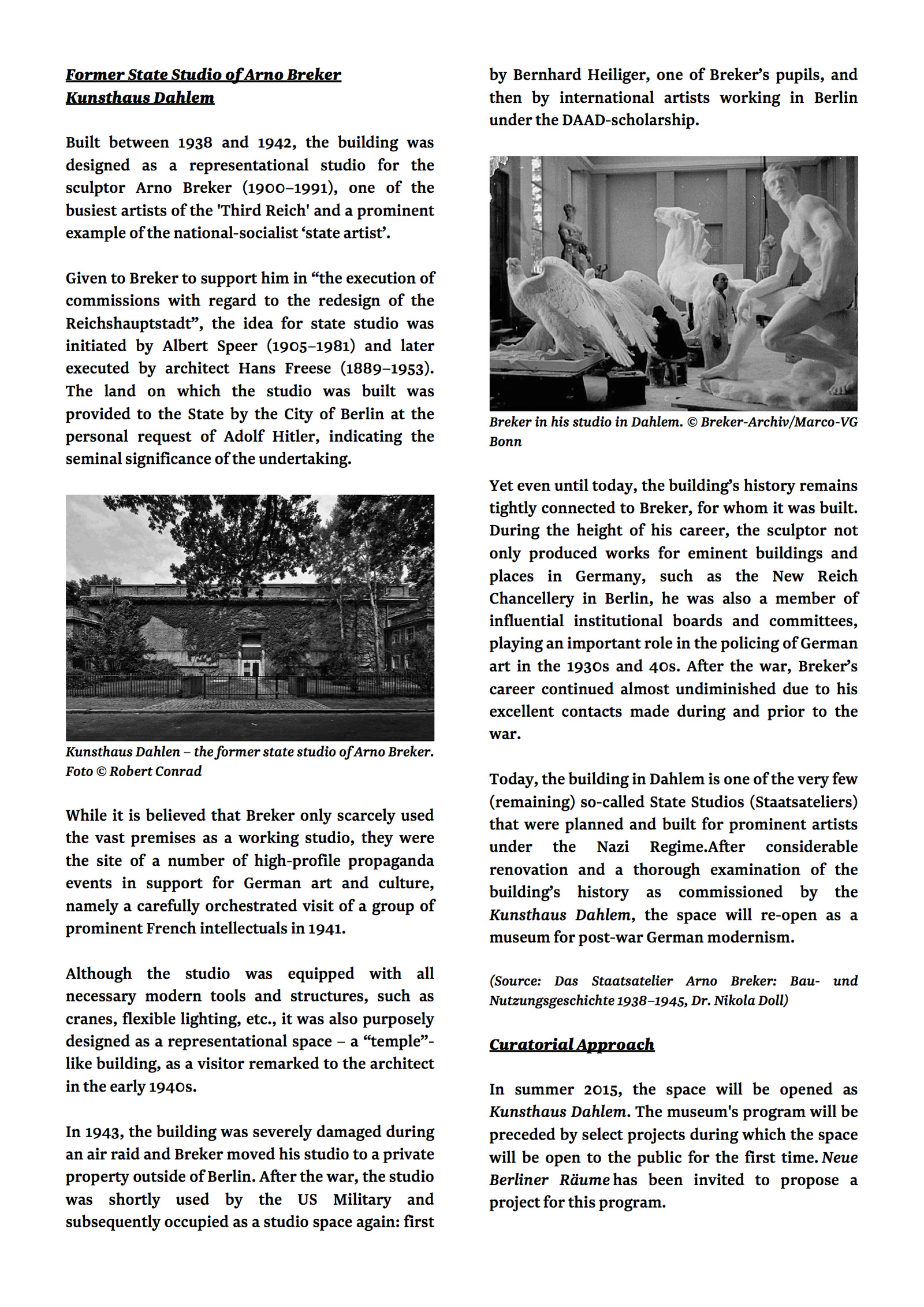 Information on Kunsthaus Dahlem